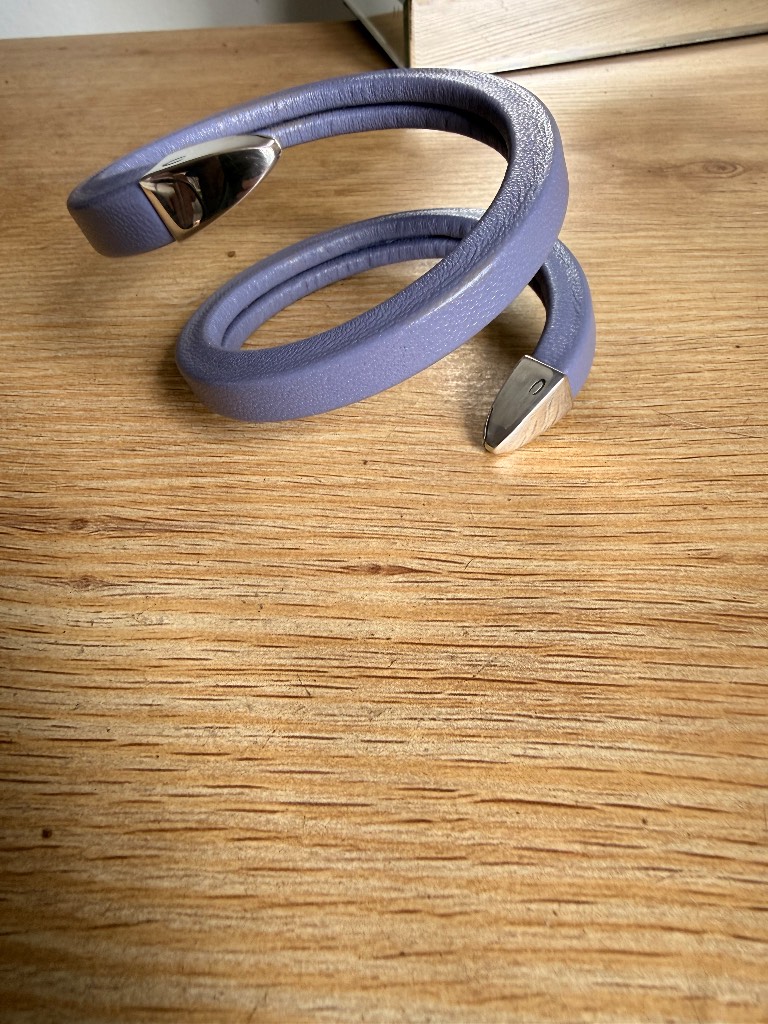 Bottega Veneta Lilac Leather Coil Bracelet Sterling Silver S925 Never Worn