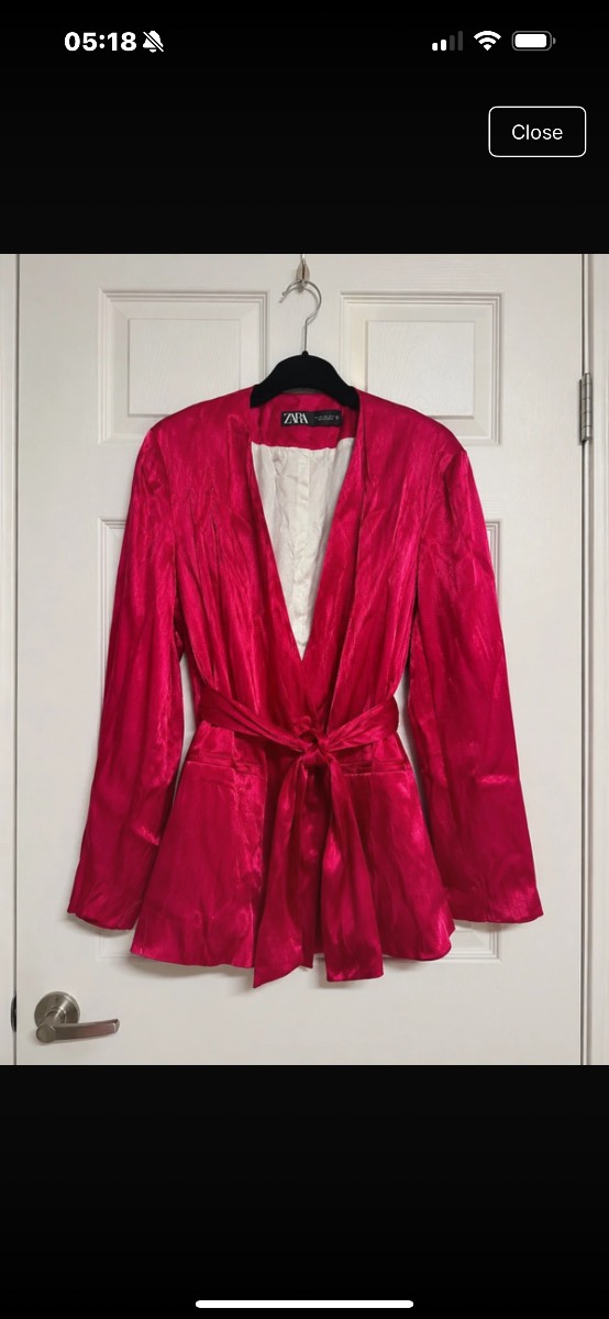 Zara Satin Wrap Blazer – Women’s Large – Hot Pink/Fuchsia – Statement Piece – Stunning Condition