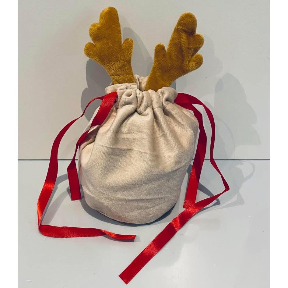 7x Velvet Reindeer Christmas Gift Bags