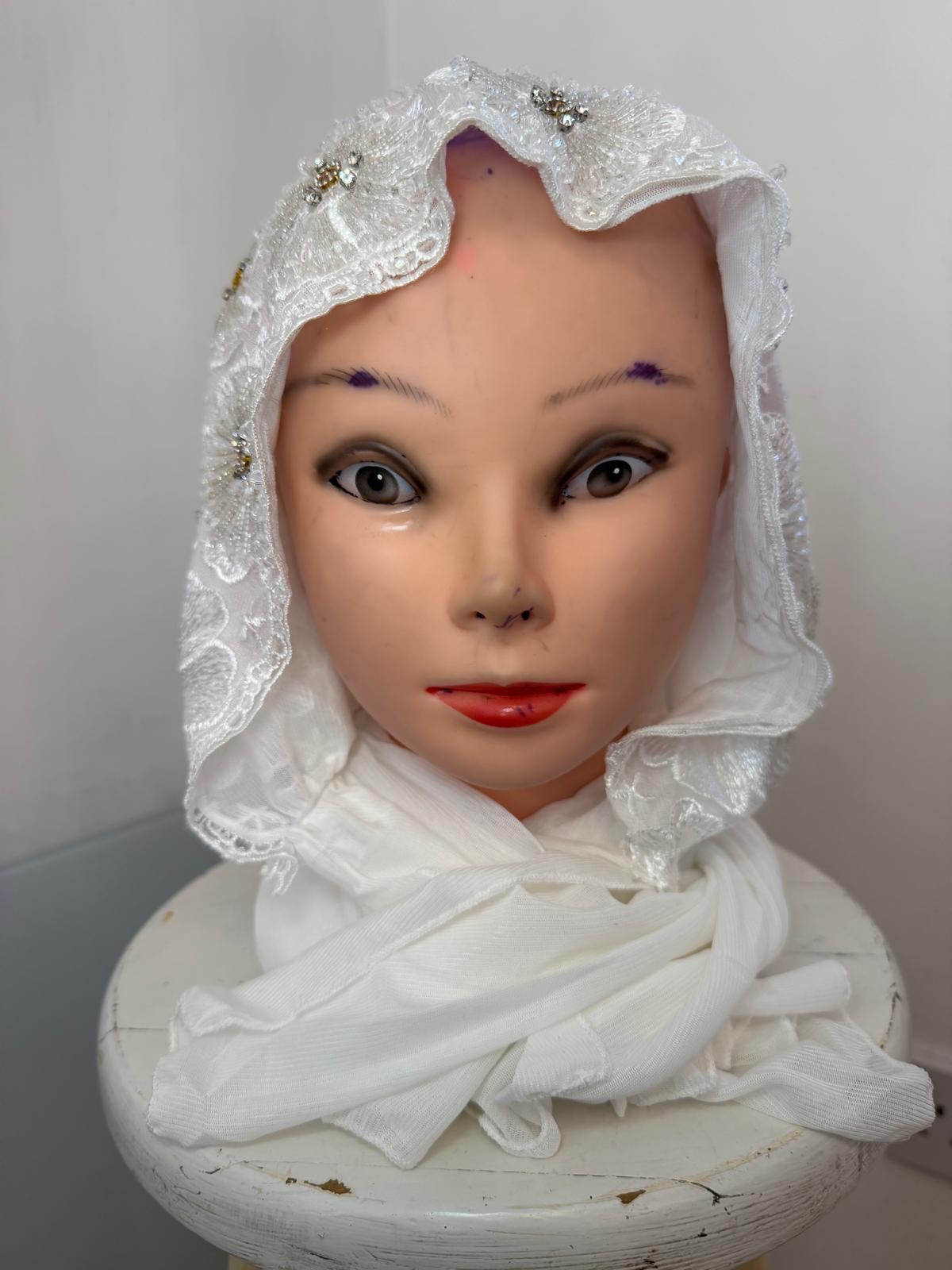 White beaded scarf
