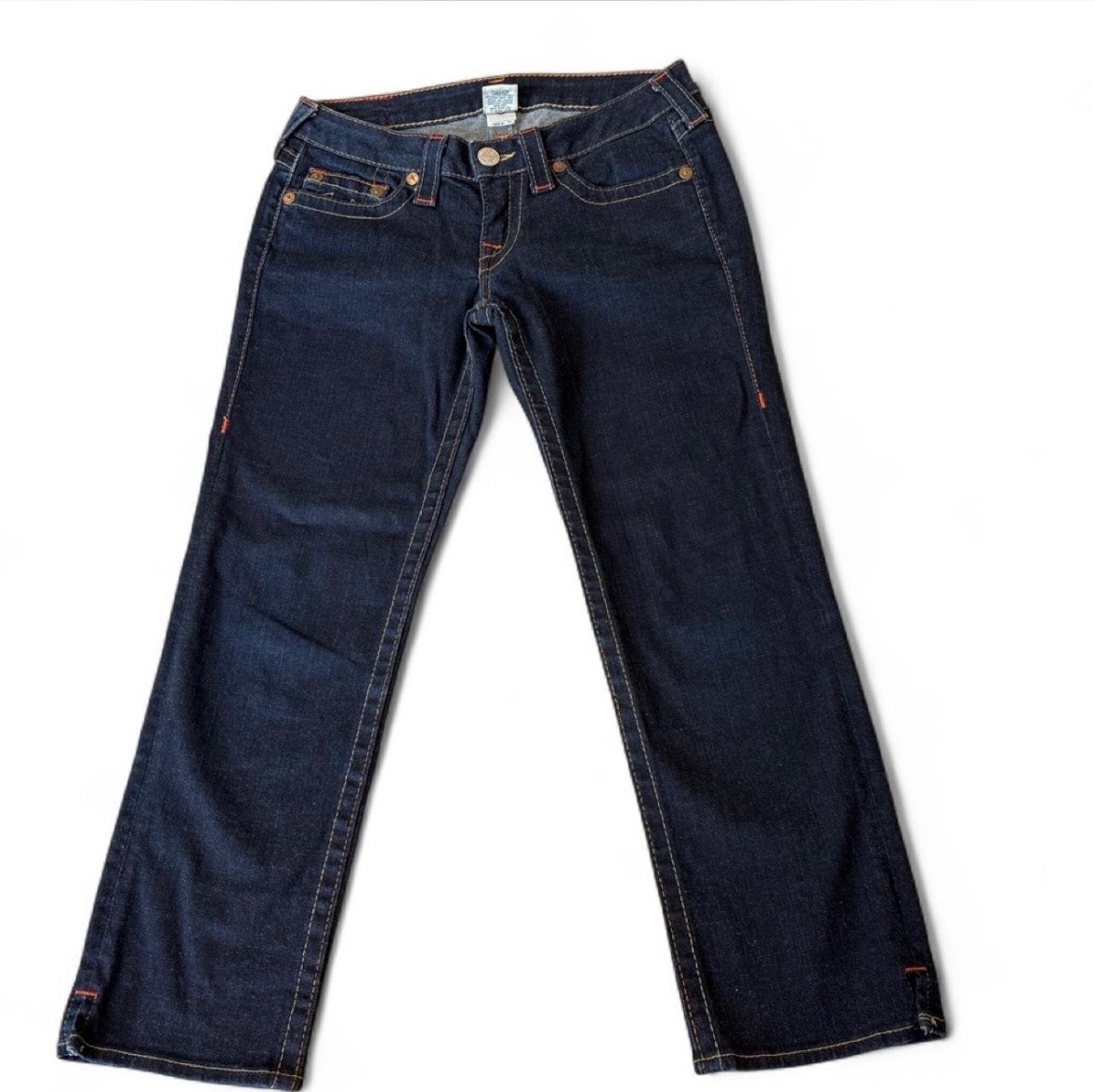 True Religion cropped jeans. Size 12, waist 30”. Excellent condition.