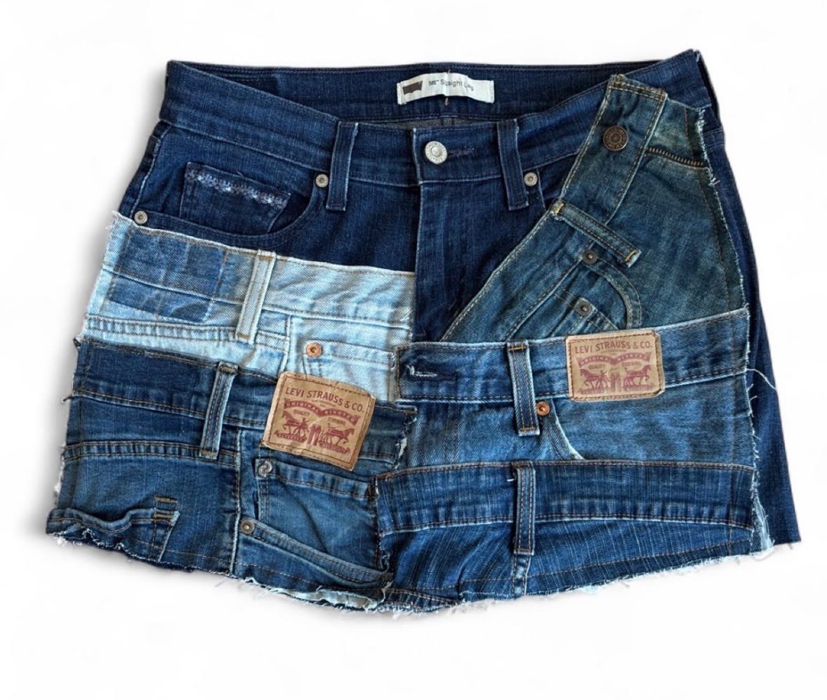 Levi’s Reworked Denim Mini Skirt. Y2K.Size 12, waist 30”. Excellent condition.