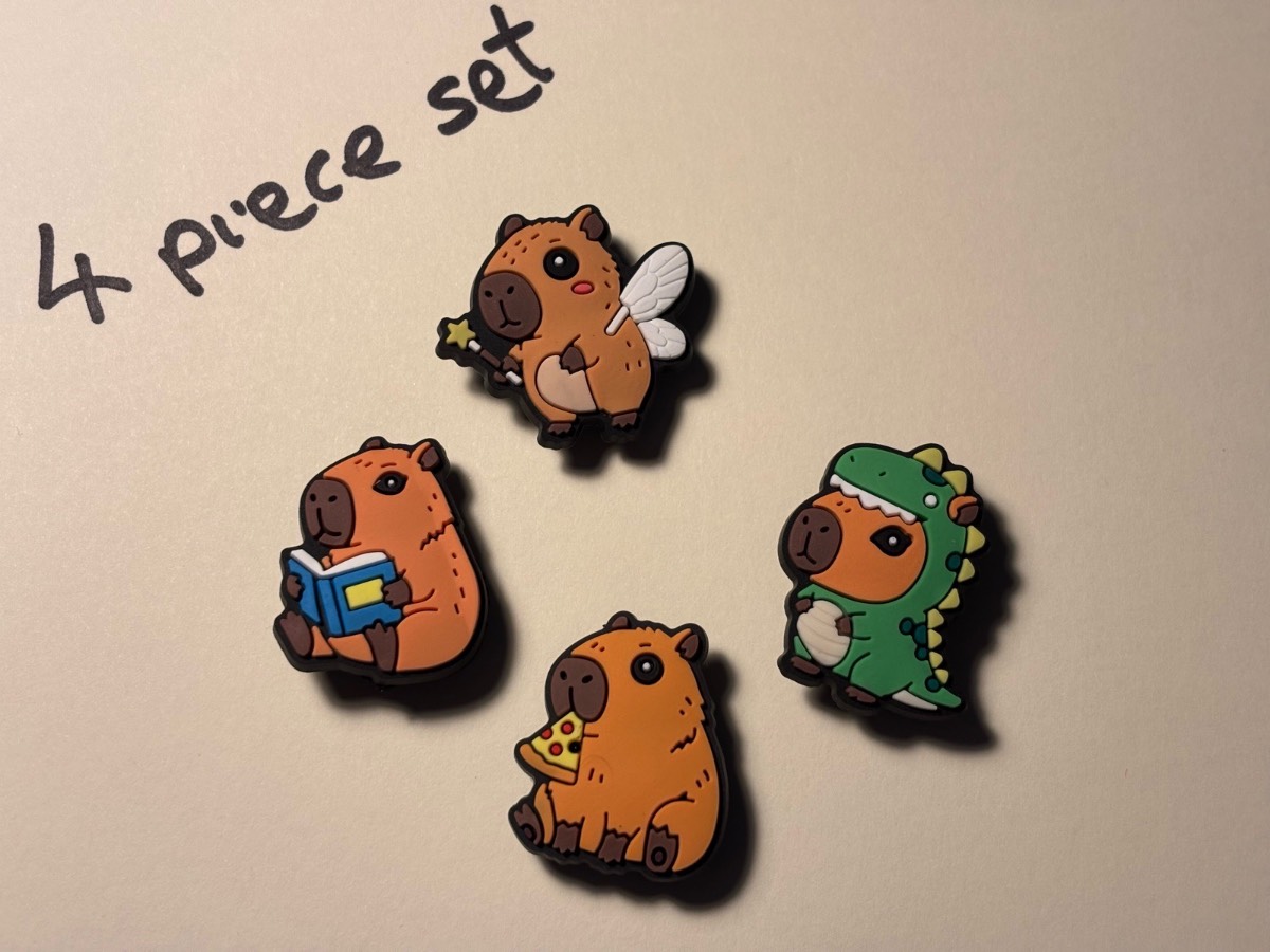 Capybara 4 piece shoe charm set for crocs. New. Cute.