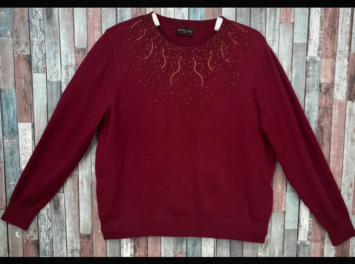 Anna Rose Soft Wool Embellished Jumper (size XXL 20-22)