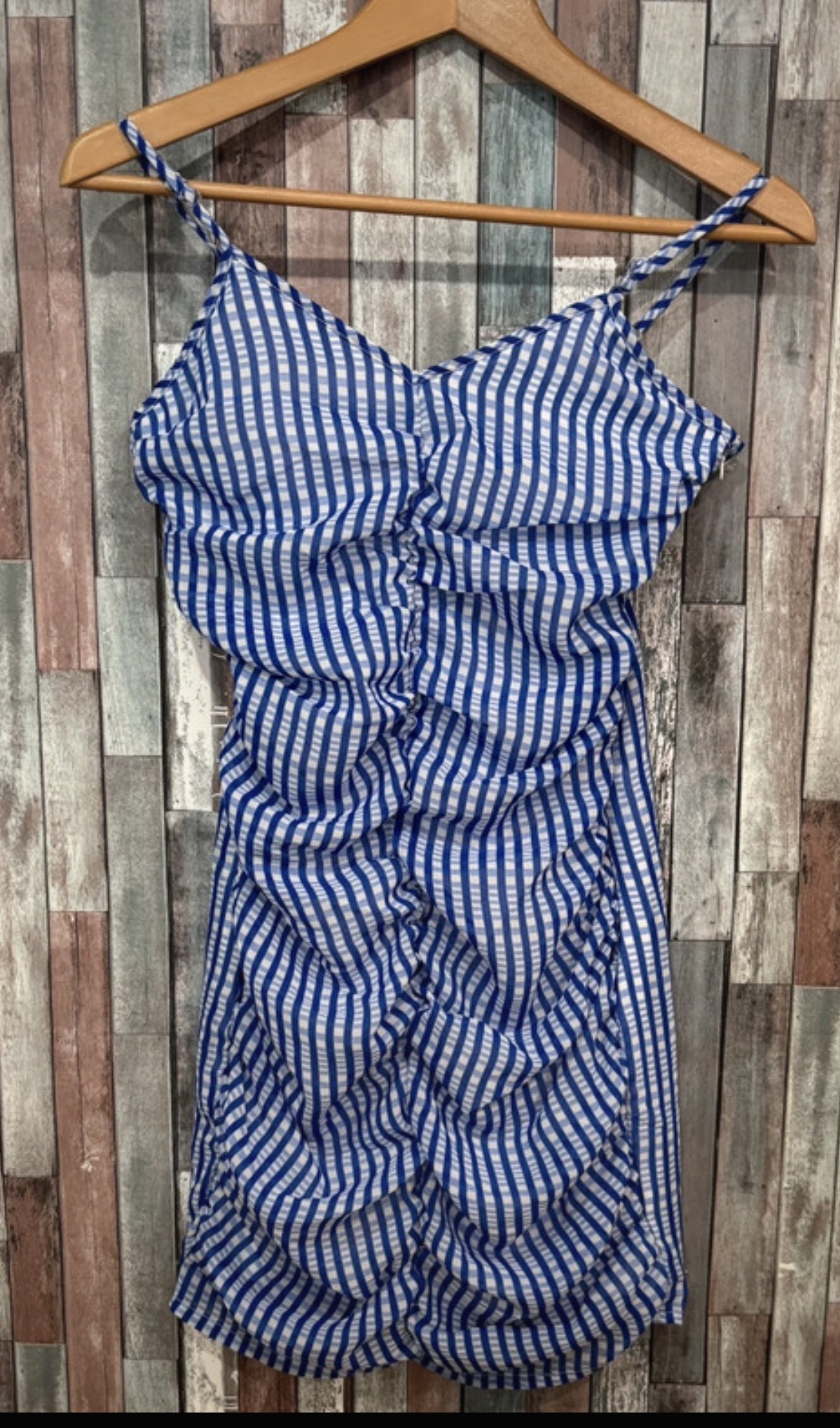 Heartbreak Petite Gingham Lined Ruched Mini Dress (size 8)