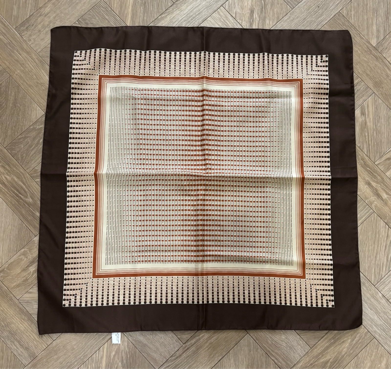 Vintage All Weather Square Brown Scarf  (69x69cm) Water Repellent (70s-80s)