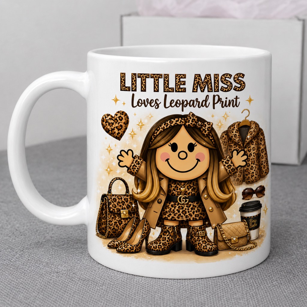 Little miss leopard print mug