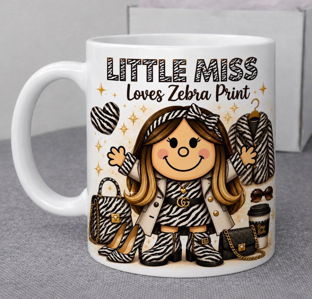 Little miss zebra print mug