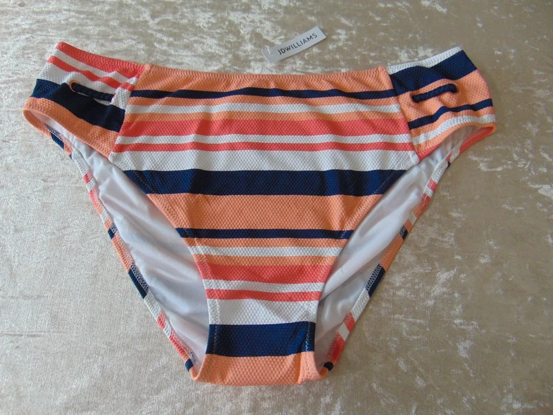 JD Williams Navy Coral Stripe Bikini Briefs UK 26