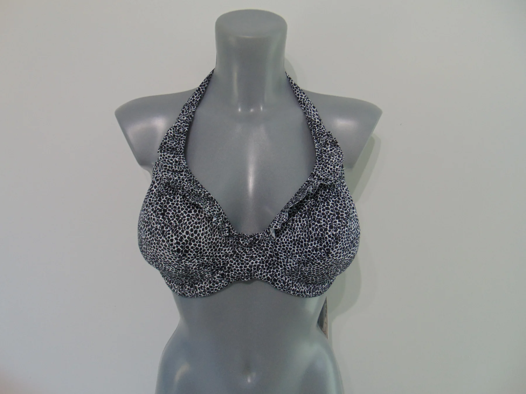 Freya Run Wild Black + White Animal Print Halter Neck Bikini Top UK 32G UK 10 G Cup