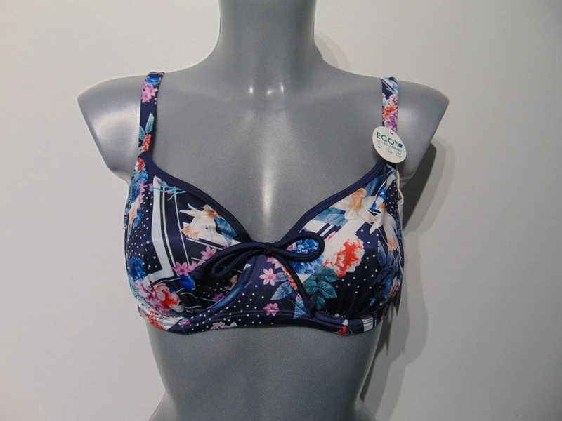 Dorina Swim Monaco Ink Blue + Multi Print Full Cup Bikini Top UK 32D UK 10 D Cup