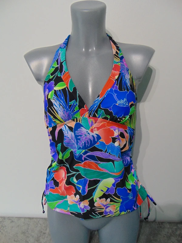 Figleaves Santa Monica Black Floral Tankini Top UK 34C UK 12 C Cup