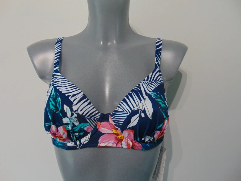 Fantasie Port Maria Ink Blue Floral Full Cup Bikini Top UK 32D UK 10 D Cup