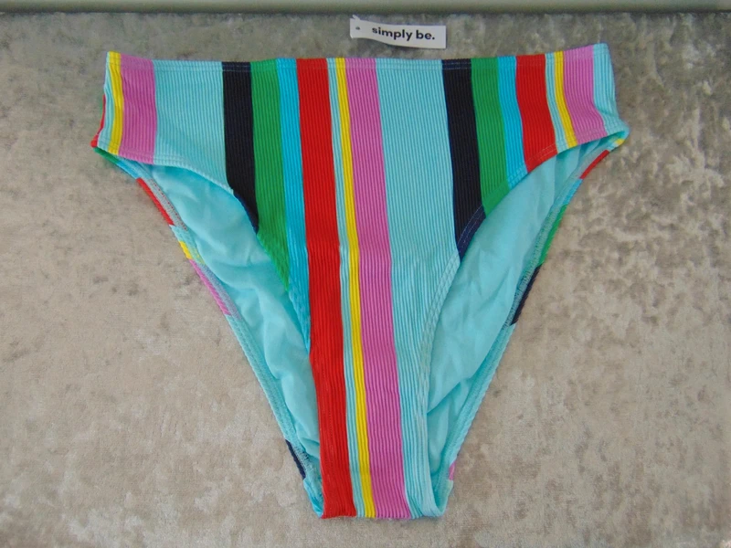 Simply Be Multicoloured Retro Candy Stripe Bikini Briefs UK 18