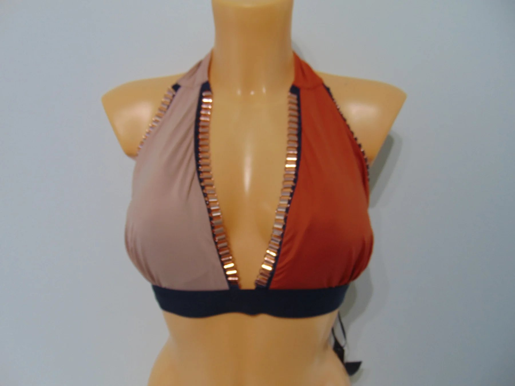 Figleaves Curve Maui Halter V Plunge Bikini Top UK 14