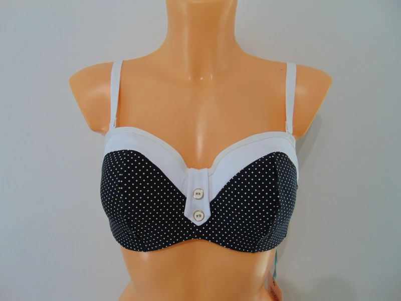 Panache Britt Black + White Multiway Bandeau Bikini Top UK 34DD UK 12 DD Cup