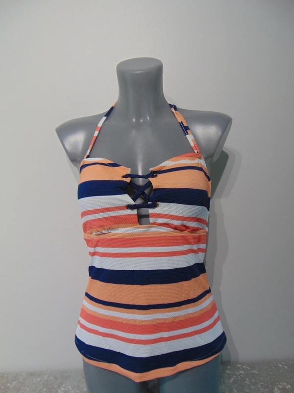 JD Williams Navy Coral Stripe Multiway Tankini Top UK 12