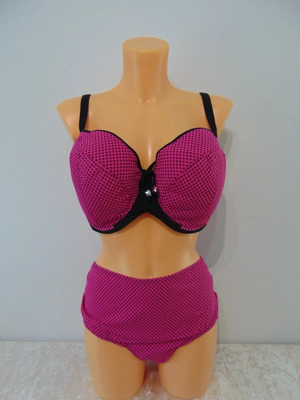 Curvy Kate Flamingo Pink Bikini Set Top UK 44F / UK 22 F Cup + UK 22 Bikini Bottoms