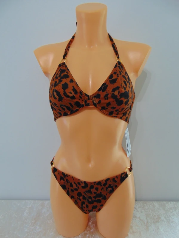 Freya Animal Instinct Bikini Set 34C / 12 C Cup + Swim Brief Bottoms UK 12 UK Medium