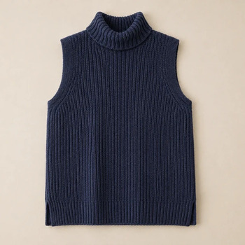 Navy Sleeveless Roll Neck Knitted Jumper Marks & Spencer