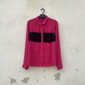 Definitions Bright Pink Shirt with Black Lace