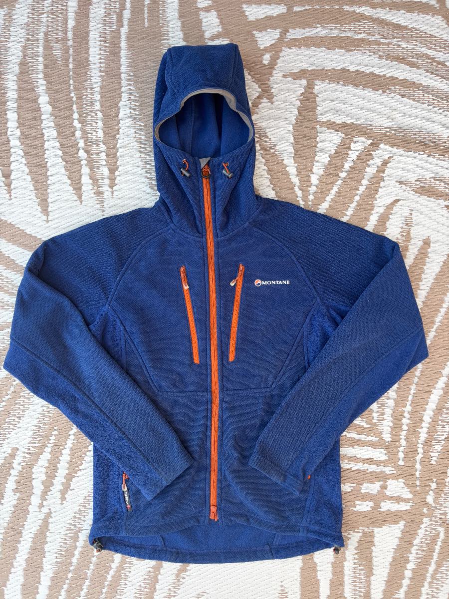Montane Polartec Grid Fleece Hoodie Jacket Blue Orange Mens