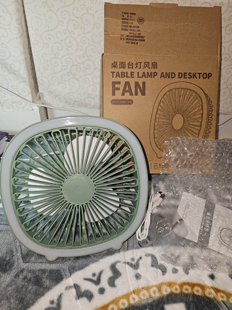 Tabel lamp and desktop fan