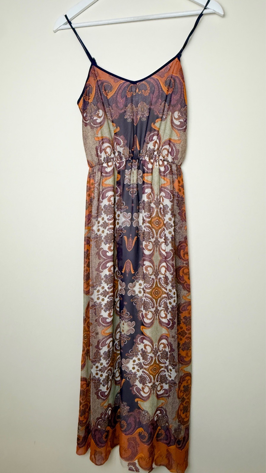 Miss Selfridge Paisley Print Maxi Dress Boho Cami Strappy Adjustable UK 8