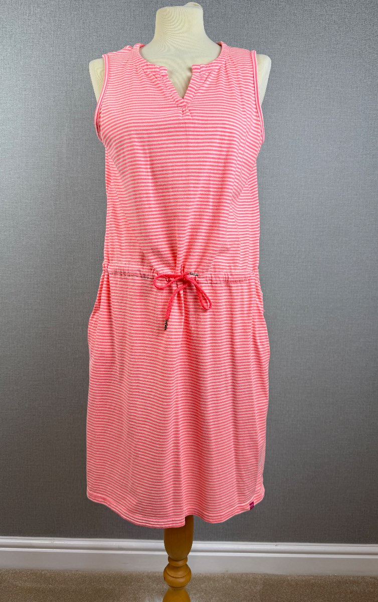 Regatta Coral White Striped Sleeveless Jersey Dress Pockets UK 14