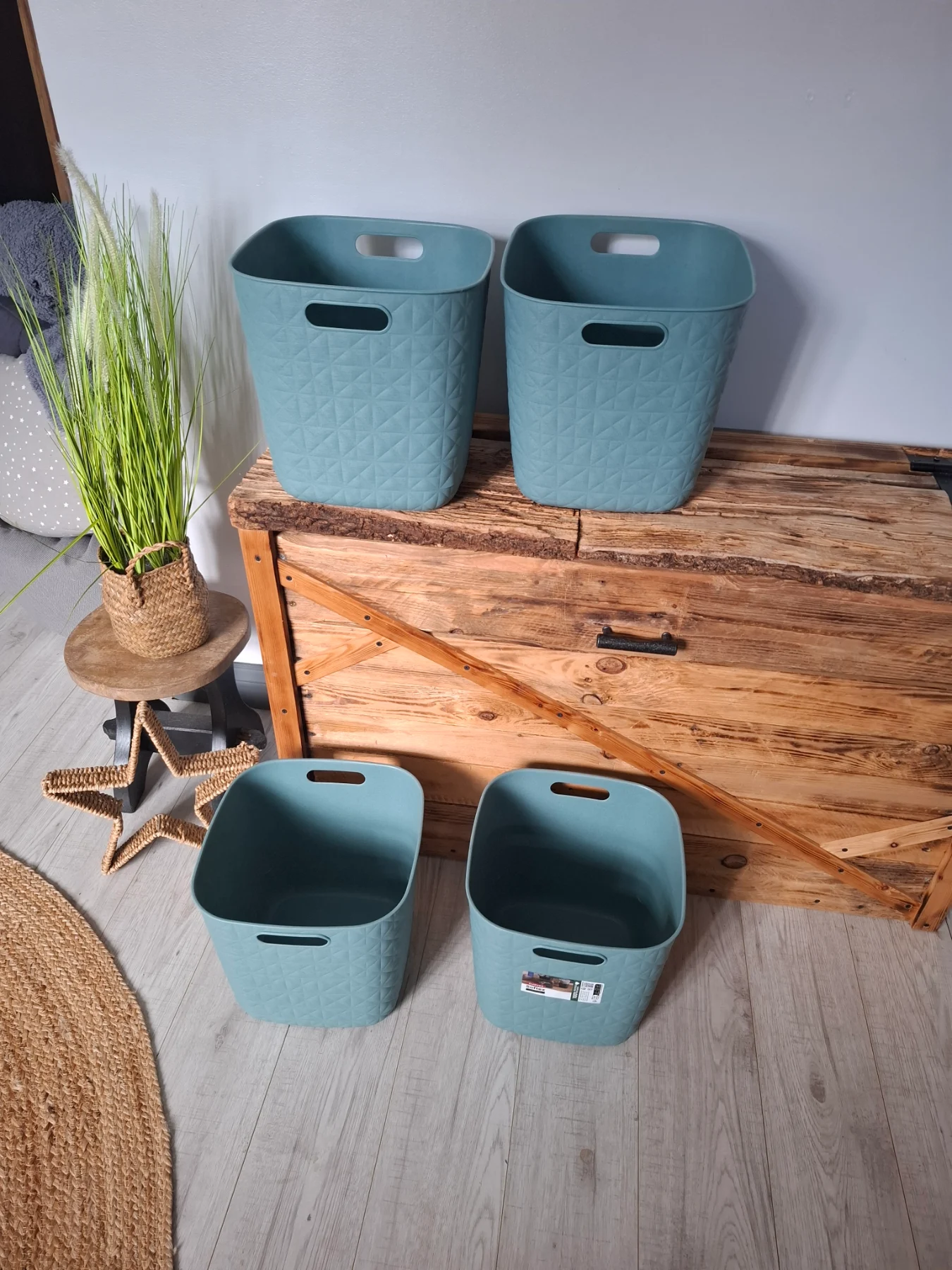 4 Curver softex green storage boxes tubs bundle teal 15l
