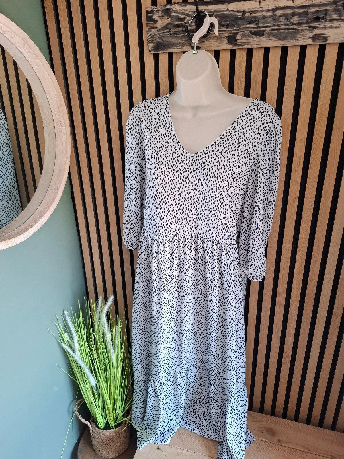 Polka dot floaty maxi dress long style gypsy boho chic summer