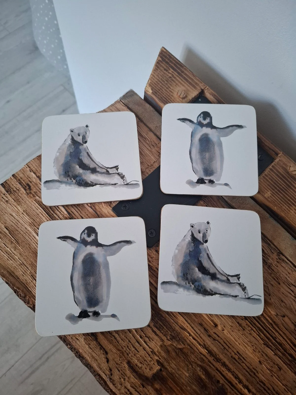 Christmas penguin and polar bears coasters festive decoration decor