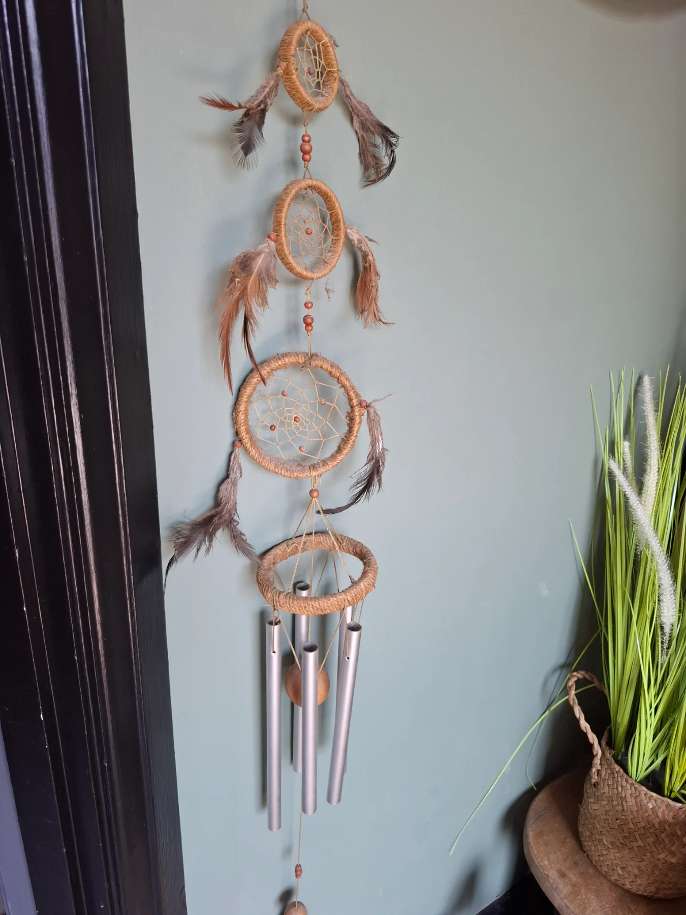 Boho wind chime dream catcher home decor whimsical vintage boho style shabby chic