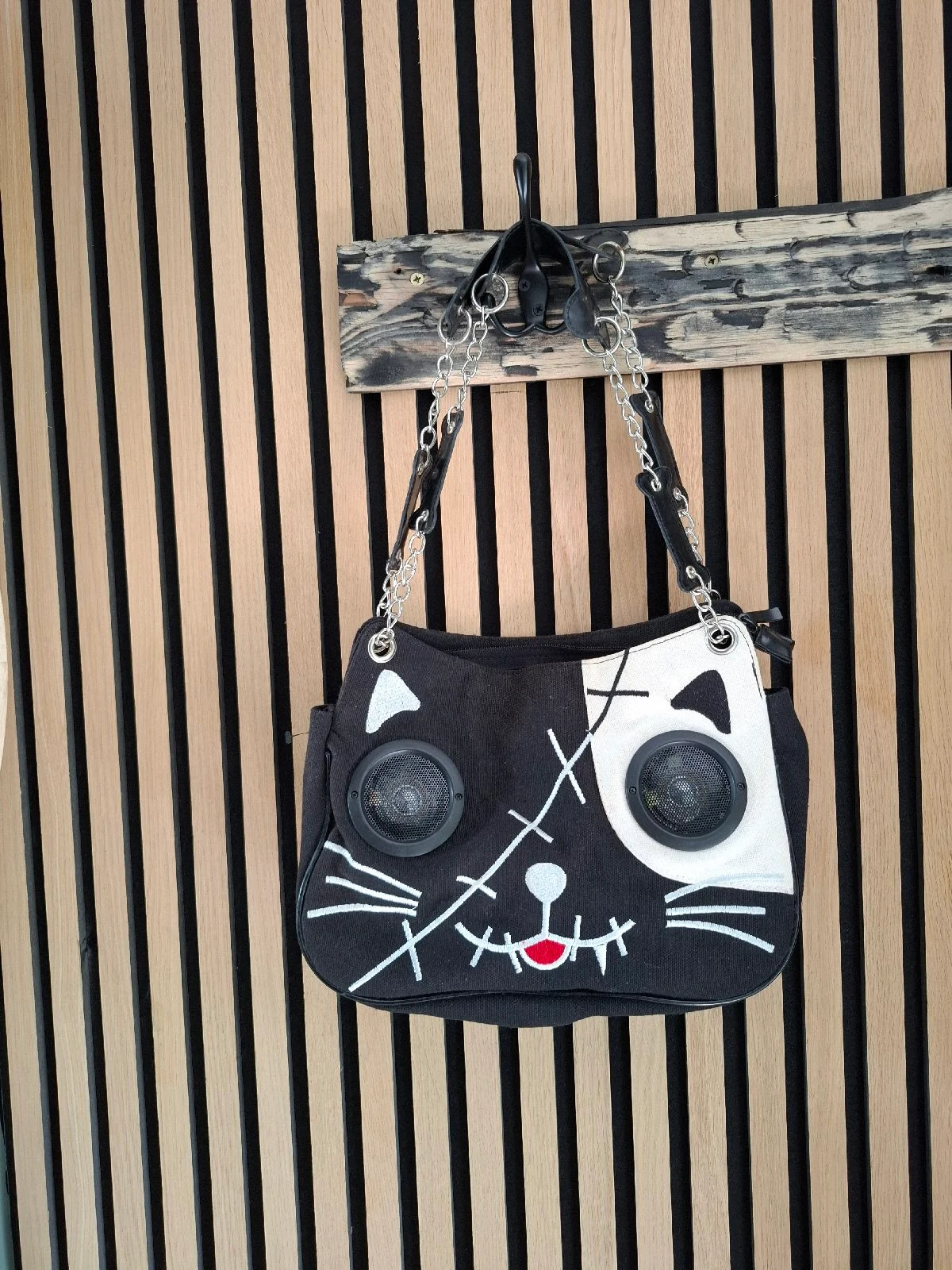 Cat kitty speaker handbag alternative emo scene goth bag y2k