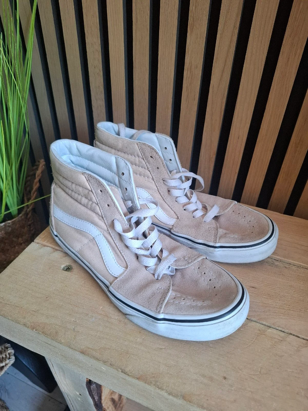 Pink peach vans high tops skater trainers emo 5.5