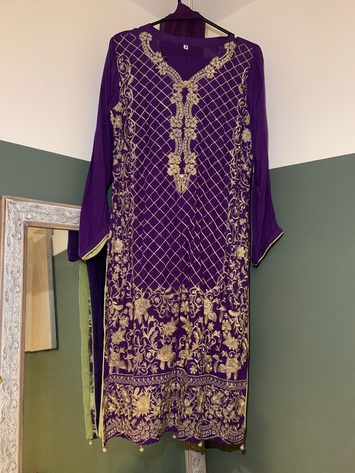 Stunning Royal Purple & Gold Embroidered 3-Piece Pakistani/Indian Suit