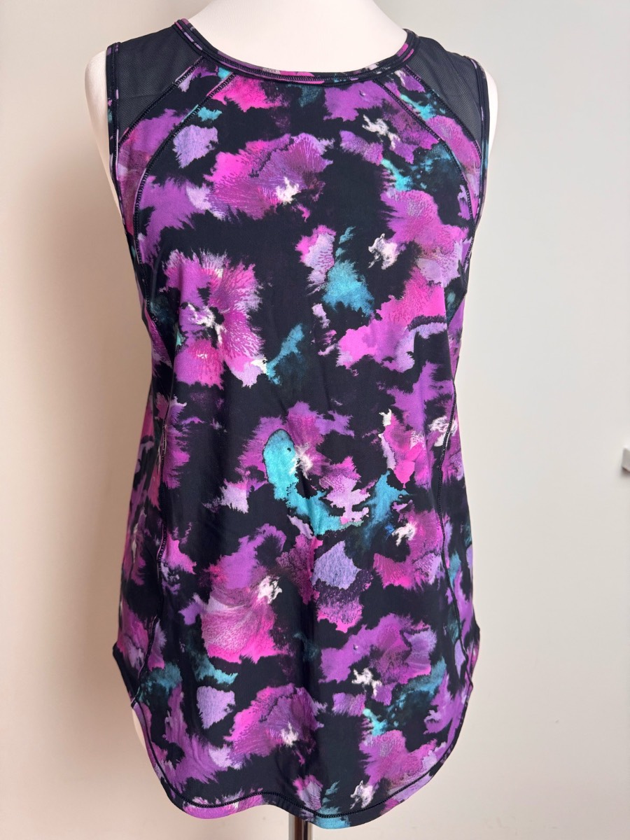 Lululemon Floral Racerback Tank Top UK 8 (Size 4) | Purple Watercolour Print Gym Yoga