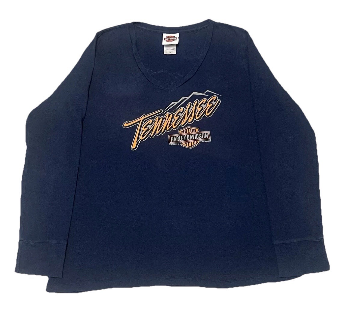 Vintage Women’s Long Sleeve Harley Davidson Tennessee Blue Cotton Top XL