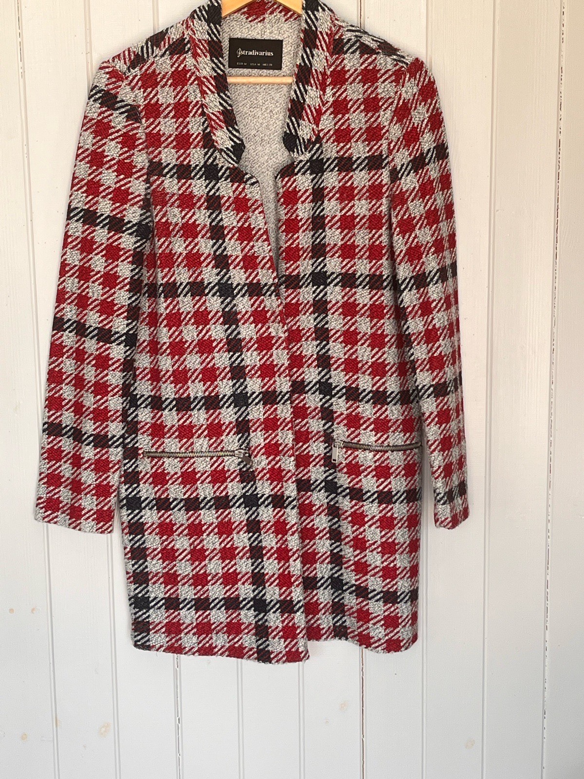 Stradivarius Lightweight Checked Autumn Coat Size M