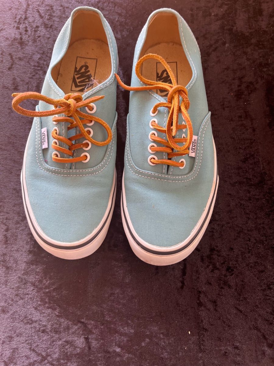 Vans Authentic Canvas Trainers Blue UK 6 Unisex Leather Laces