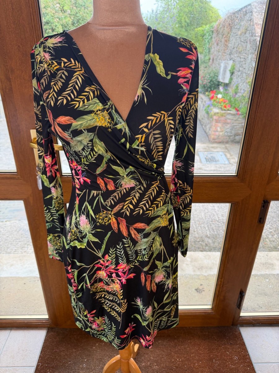 French Connection long sleeve tropical print dress.
