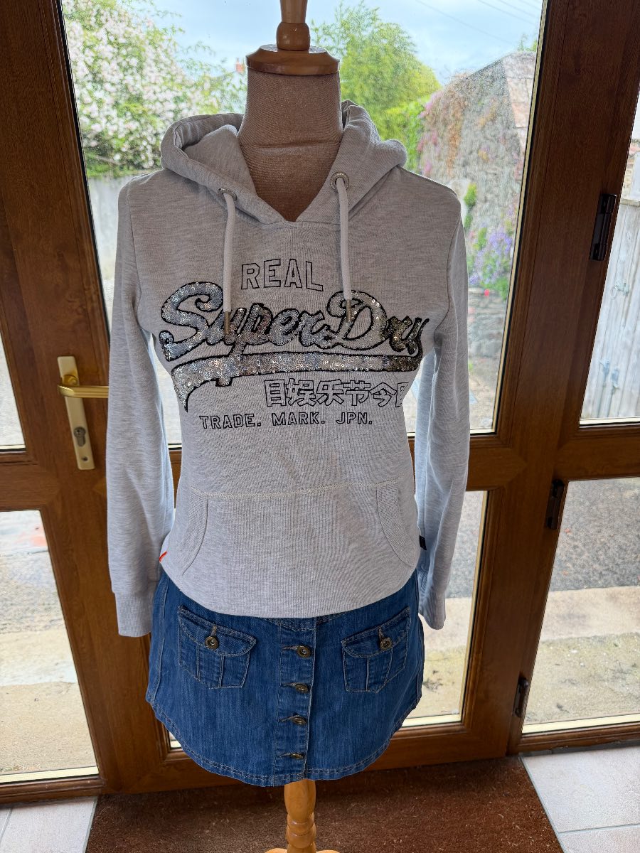 Superdry vintage logo carnival grey hoodie