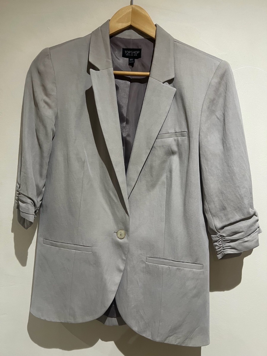 Topshop grey crop sleeve jacket
