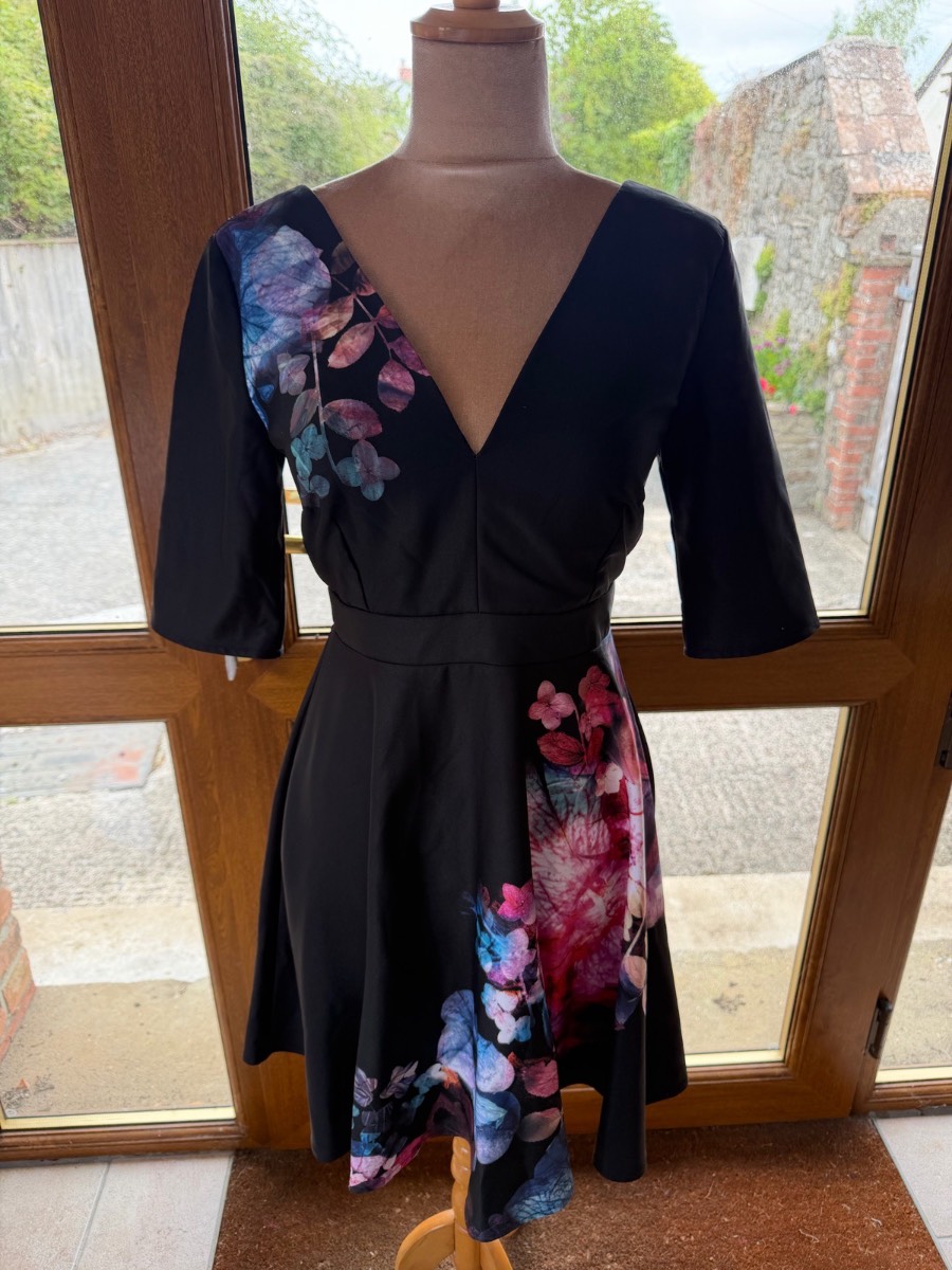 Little Mistress black flower print dress