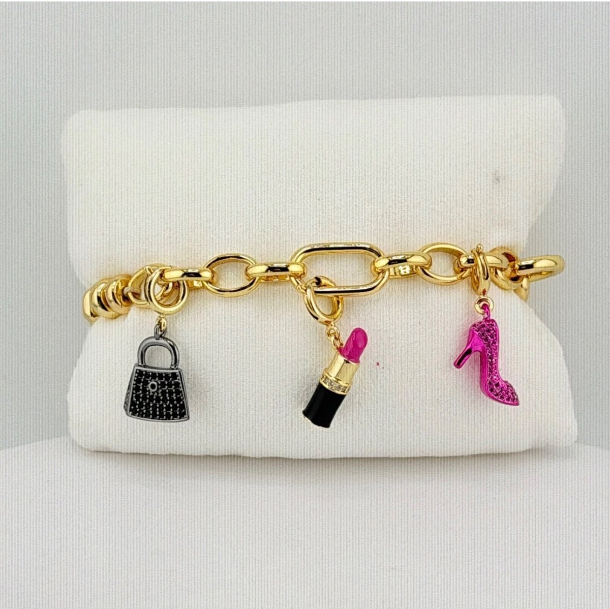 Bomb Party Charmelier Runway Ready BR59231 Gold & Hematite Removable Charms