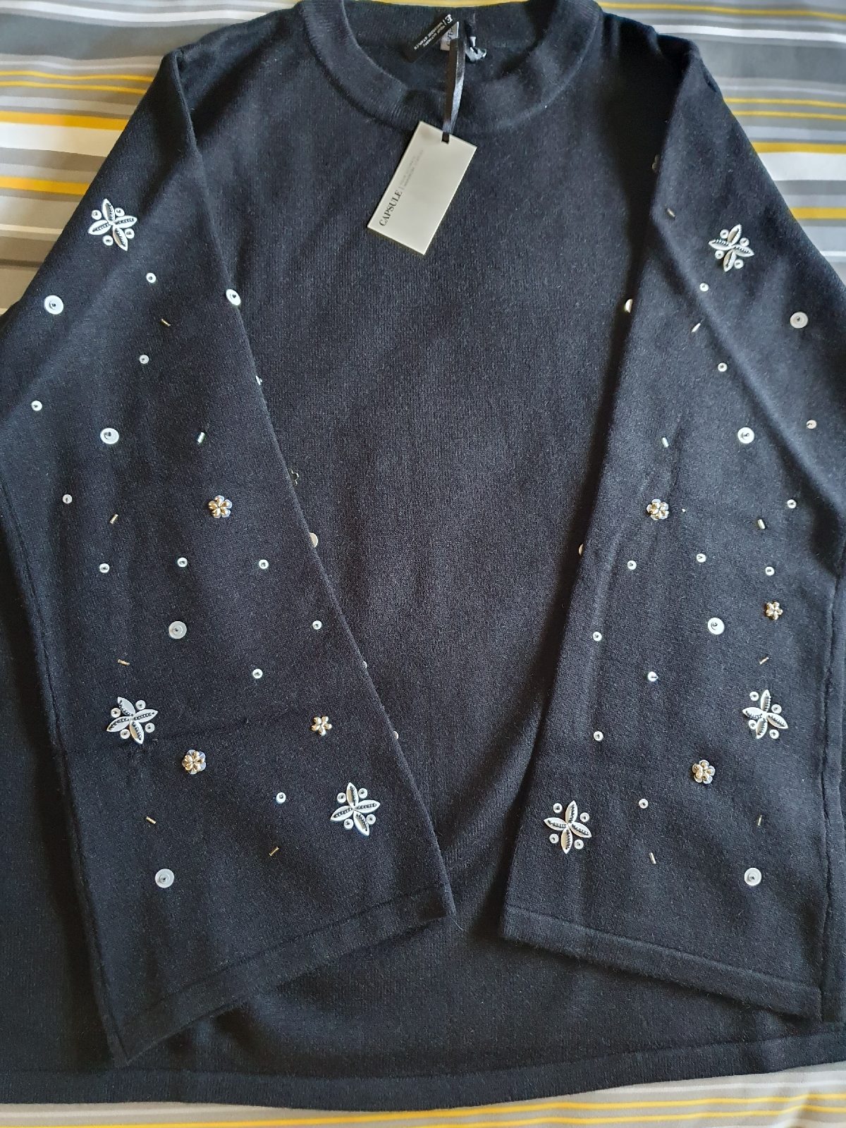 New and Unworn Capsule Embroidered Long Sleeve Jumper in Black, Size 20-22.