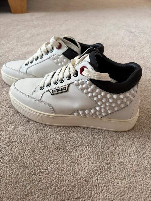 Royadms White Studded Leather Trainers – Size 36