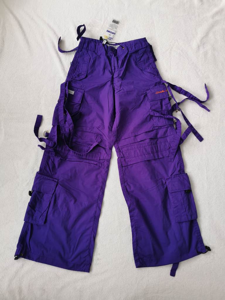 Criminal damage Punk Multipocket Cargo Pants Trausers vintage Unisex XS Baggy / wide leg
