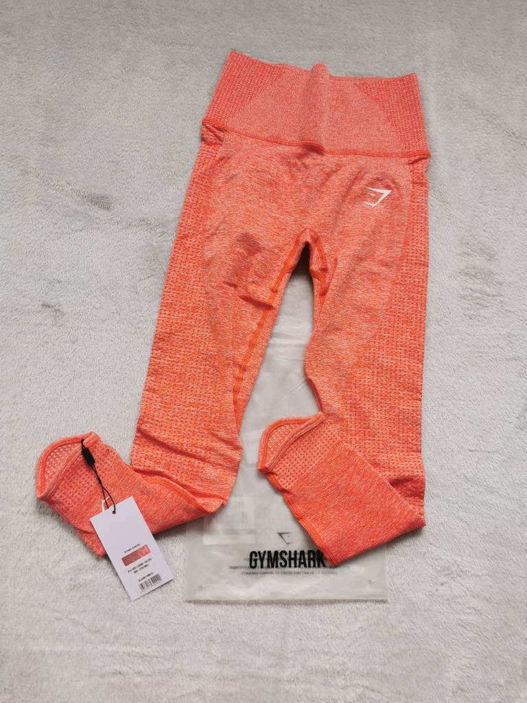 Gymshark  Vital boost seamless leggings Scrunch bum|High Waisted |with pockets |XS |heat red marl 💥
