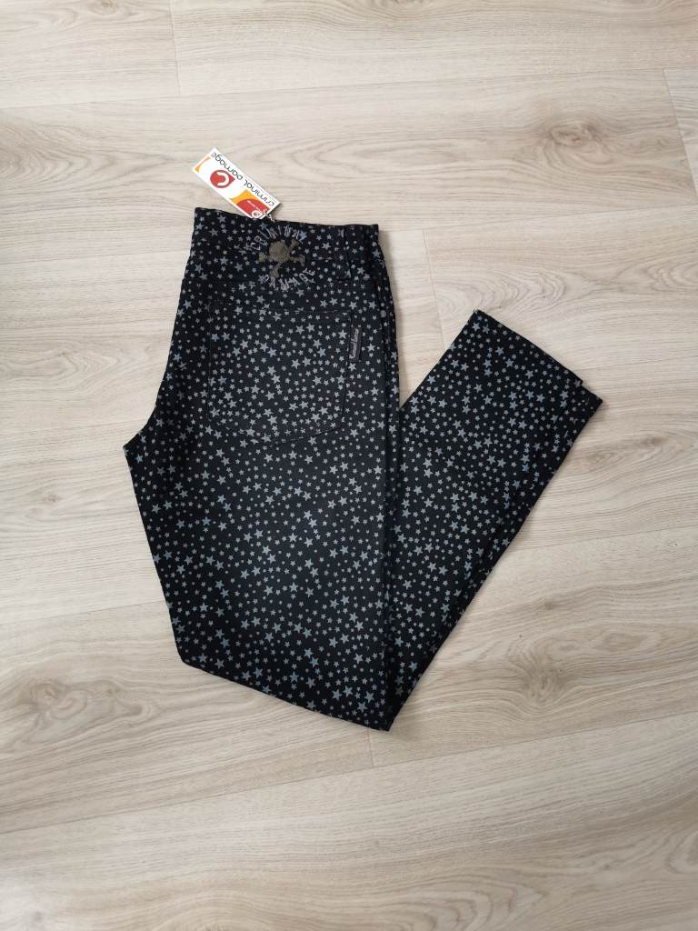 Criminal Damage Vintage Stars Skinny Pants Trousers W34 black Y2K Streetwear Rock Gothic
